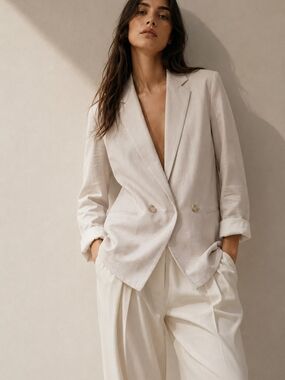 H&M Cream Linen Blend Blazer – Minimal Chic Capsule Staple 🤍